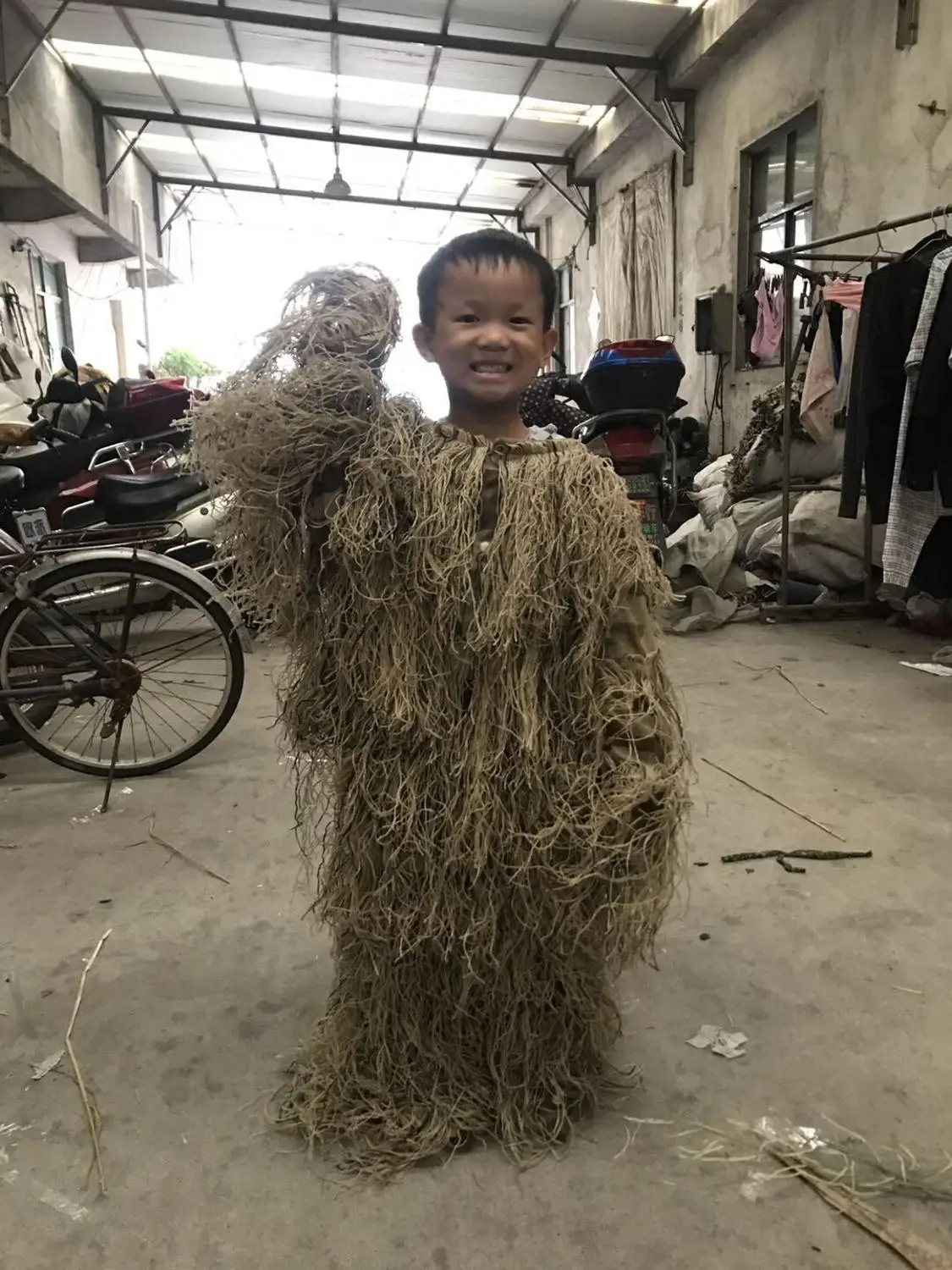 Детский костюм CS Bionic Grass Ghillie, камуфляжный костюм с капюшоном, винтовка джунглей, штаны, куртка, снайперский комплект - Цвет: Desert Camo