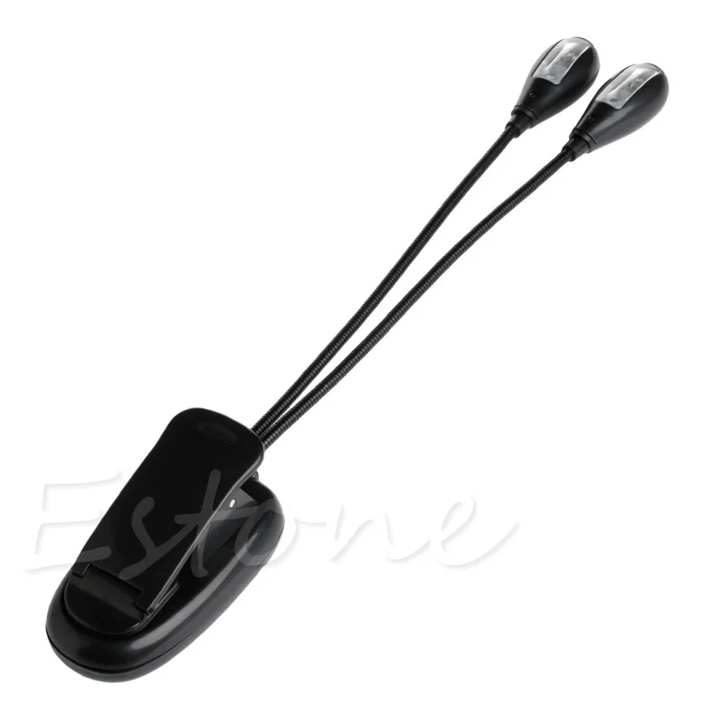 

E9LA Flexible 2Dual Arms Clip On 4LED Light for Book Reading Camping Hiking Lamp Bulb