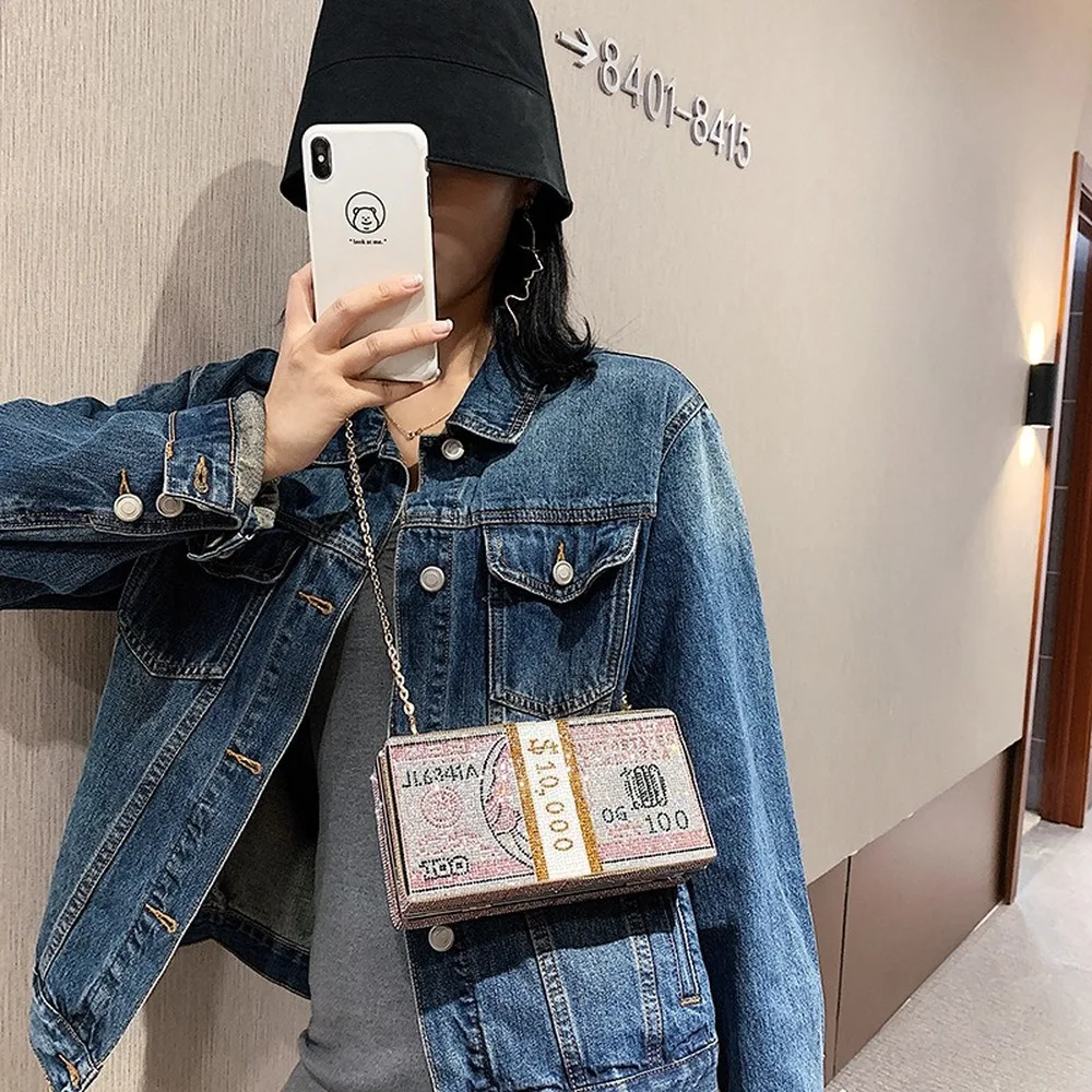 Новинка роскошные вечерние сумочки с кристаллами для денег и долларов со