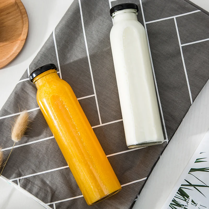 Стеклянная чашка с крышкой прозрачная для сока молока кофе креативные бутылки