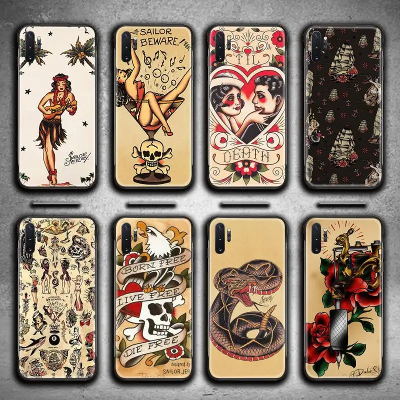 

Sailor Jerry Tattoo Phone Case For Samsung Galaxy Note20 ultra 7 8 9 10 Plus lite M51 M21 M31S J8 2018 Prime
