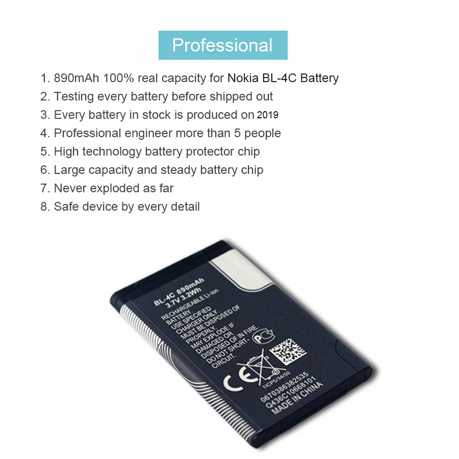 Аккумулятор для телефона PINZHENG BL 4C Nokia BL4C 5100 6100 1202 1265 1325 сменный аккумулятор 4C|bl 4c