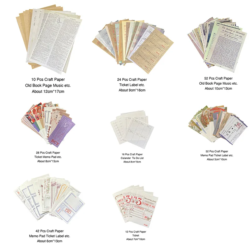 Kit de papel Vintage para &aacute;lbum de recortes, 230 hojas, papel decorativo para diario de basura, hecho a mano papel artesanal, suministros para &aacute;lbum de recortes-1