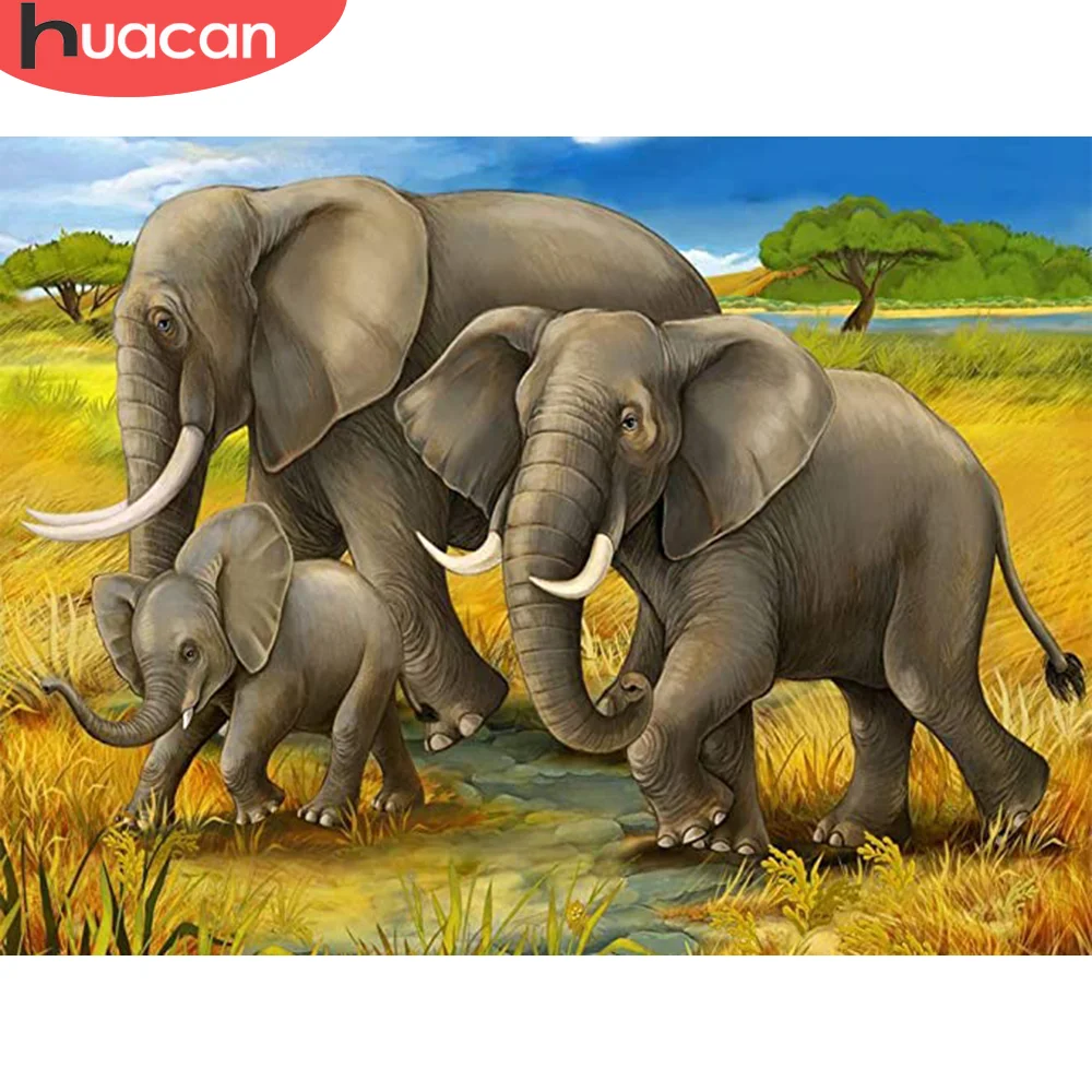 

Алмазная живопись HUACAN в виде слона, мозаика с животными 5D, алмазная вышивка стразы, картина для украшения спальни