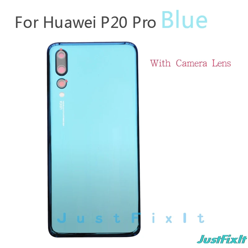 Blue With Lens Для huawei P20 Pro Задняя стеклянная крышка батареи задняя дверь Корпус чехол панель для huawei P20 Pro Задняя стеклянная крышка с объективом камеры - Цвет: Blue With Lens