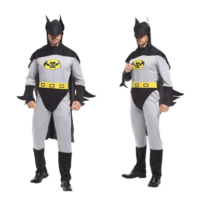 

Adult Man Halloween Bat Costumes Super hero Movie Cosplay Purim Carnival parade Nightclub Masked ball Role Play Party dress