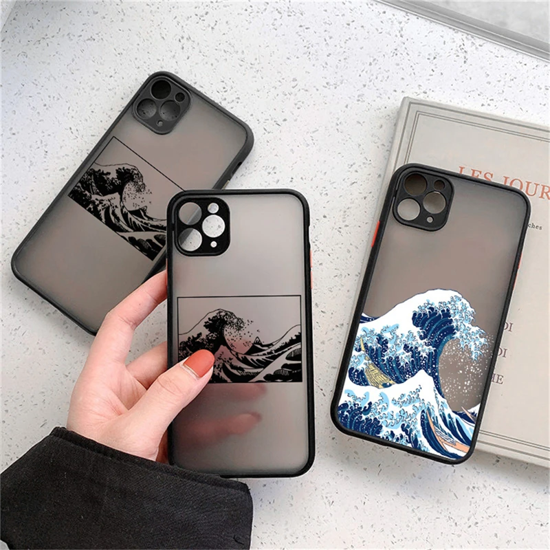 

Vintage Waves Phone Case For iPhone 11 12 13 Pro Max 7 8 Plus 13 12 Mini XS Max X XR SE 2020 Clear Camera Protection Back Cover