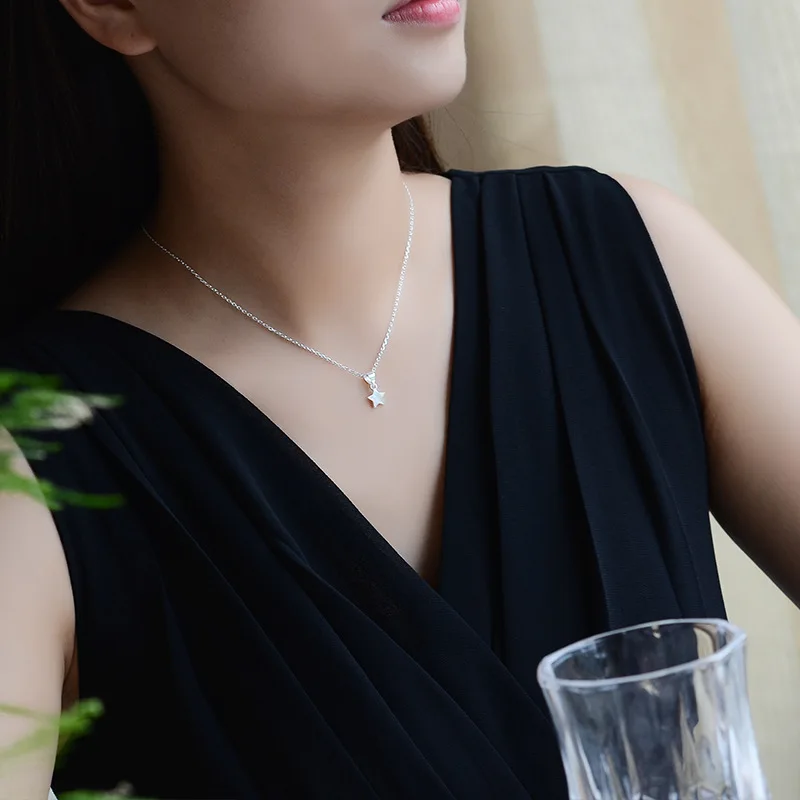 Женское украшение из серебра 925 пробы с геометрическим дизайном|Ожерелья| |