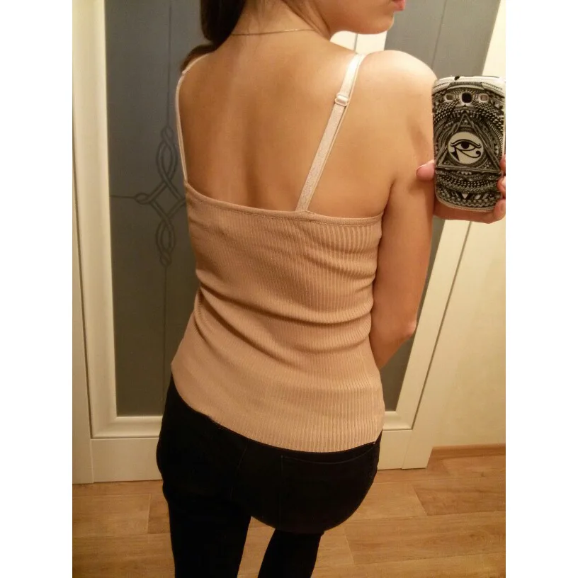 Женский трикотажный жилет в полоску однотонный облегающий Топ без рукавов