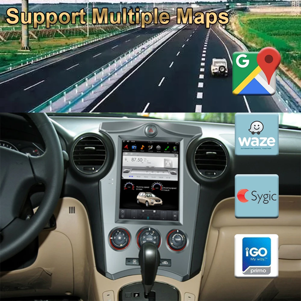 Android 9.0 Tesla Style Vertical Car GPS Nagavition for KIA CARENS 2006-2013 MANUAL A/C Radio Stereo Multimedia Player with BT | Автомобили