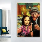 Да Винчи известный Забавный арт Мона Лиза и Ван Гога для холст Картины Плакаты и принты настенные картины для Гостиная
