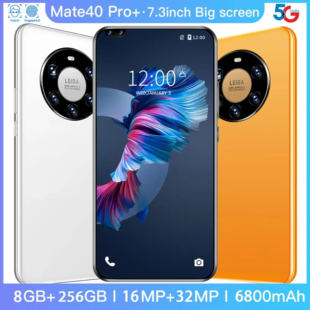 

Mate40 Pro+ HUAWE Global Version Smartphone 7.3Inch Full Screen Deca Core 6000mAh 12GB 512GB 4G LTE 5G Network Mobile Phone