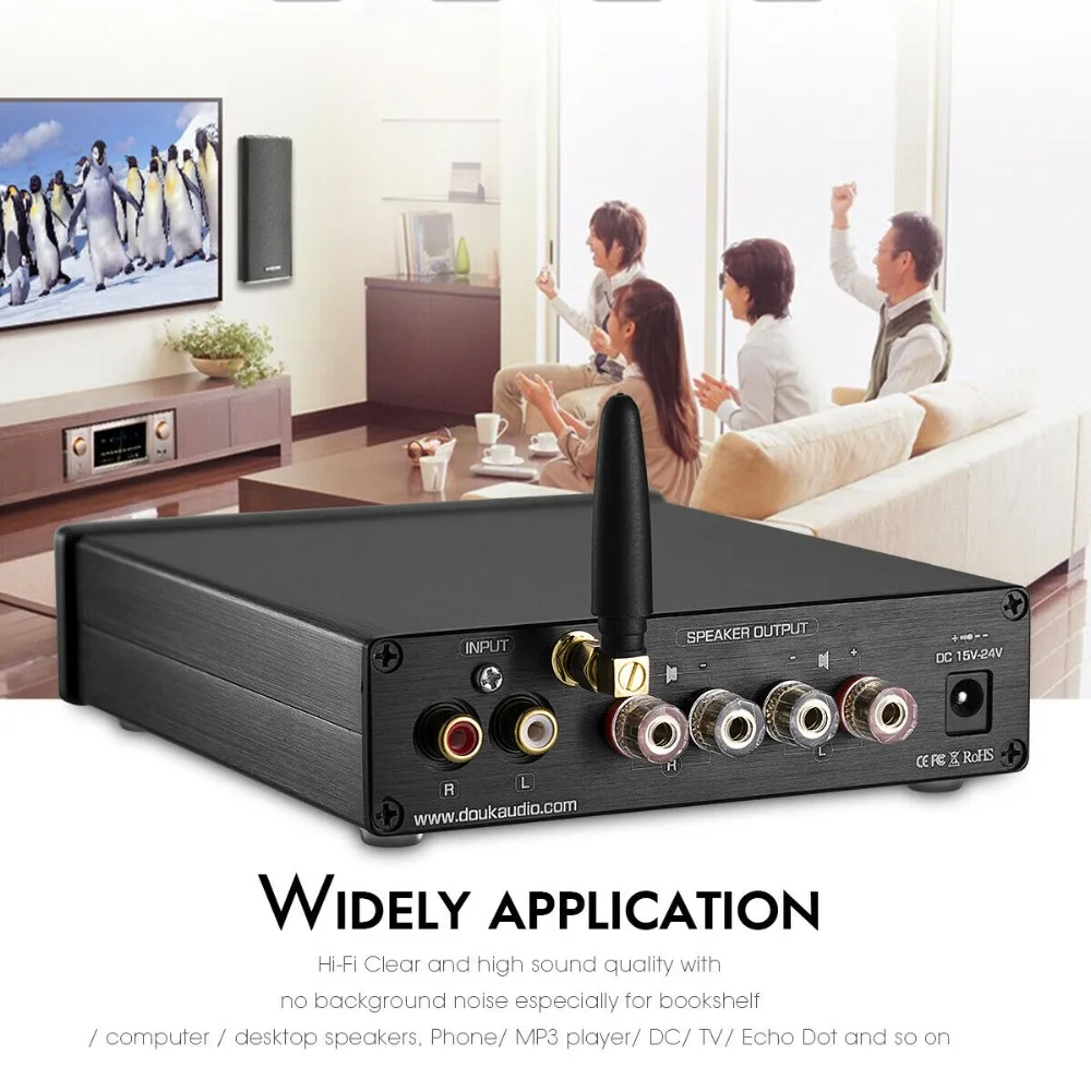 Douk аудио HiFi TPA3116 Bluetooth 5,0 APTX ES9018K2M DAC стерео усилитель мощности усилитель для наушников 200 Вт