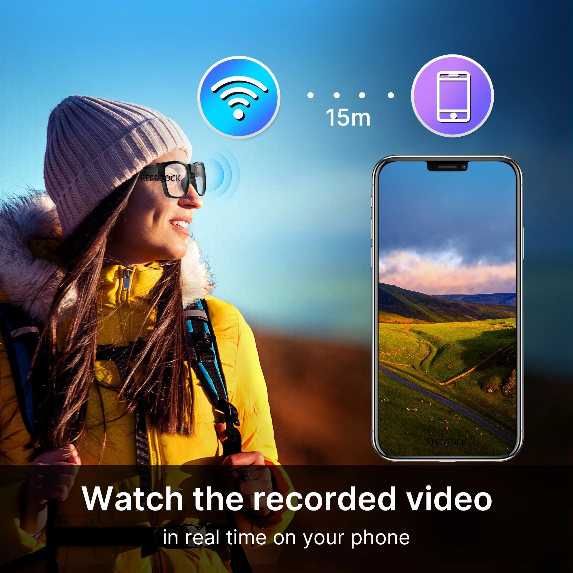 Kup WIFI Okulary Kamera 1080P Wideo Do Jazdy Rekord Jazda Na Rowerze Okulary Kamera Na Zewnątrz Inteligentne Okulary Dotykowy Przycisk Mini Kamera
