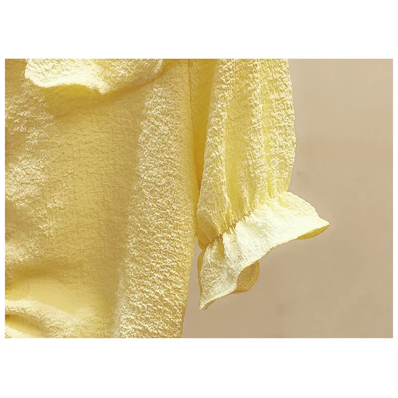 

Chiffon Blouse Women Clothing Vintage White Shirt Ruffle Summer Crop Tops Ladies Blouses Casual Short Sleeve Korean Fashion 2021