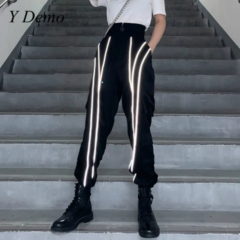 Женские Светоотражающие брюки-карго Y Demo Techwear с высокой талией модная одежда 2020 |