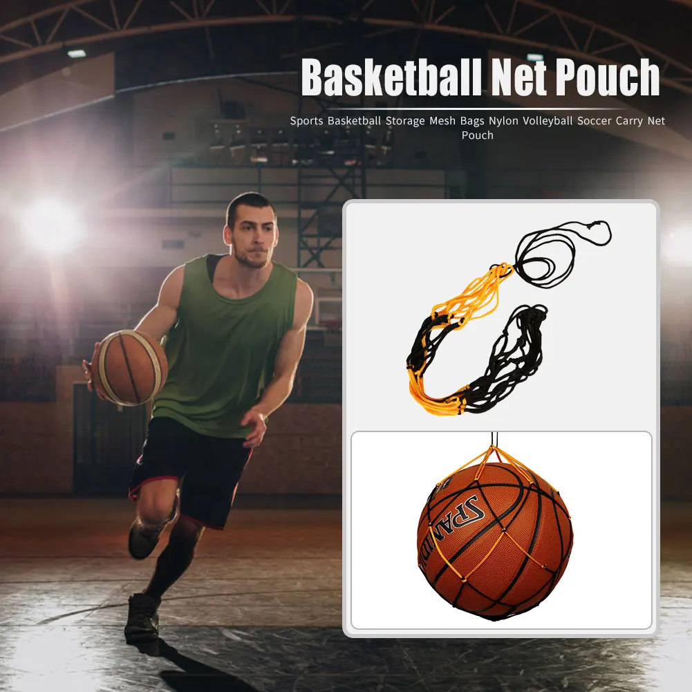 

Sports Basketball Storage Mesh Bags Nylon Volleyball Soccer Carry Net Pouch basketball net for basketball and team sport