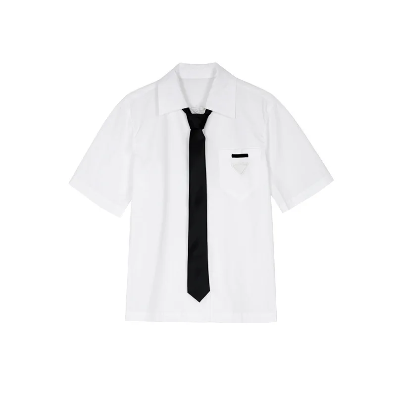 

2021 Spring Summer Preppy Style Suit Fashion Chic Tie Shirt + High Waist Pleated Skirts Sweet New All Match 2 Pcs Women Set