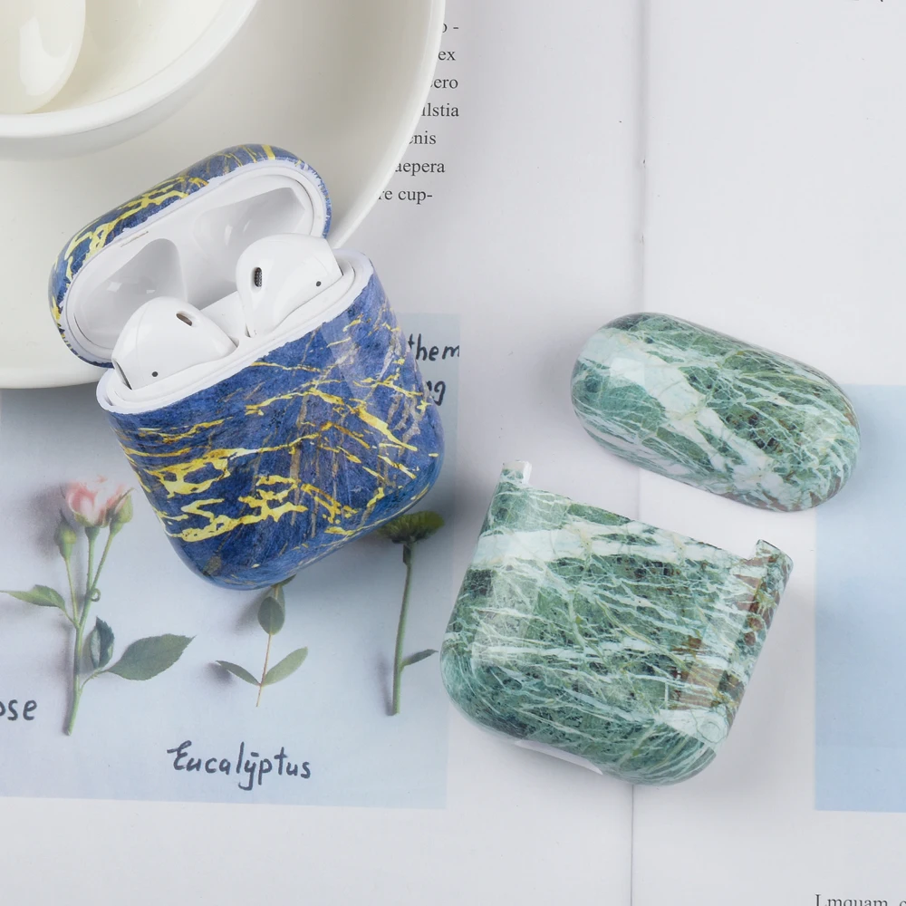 Мраморный чехол для AirPods беспроводной зарядки наушников Apple Airpods 2 1 мягкий