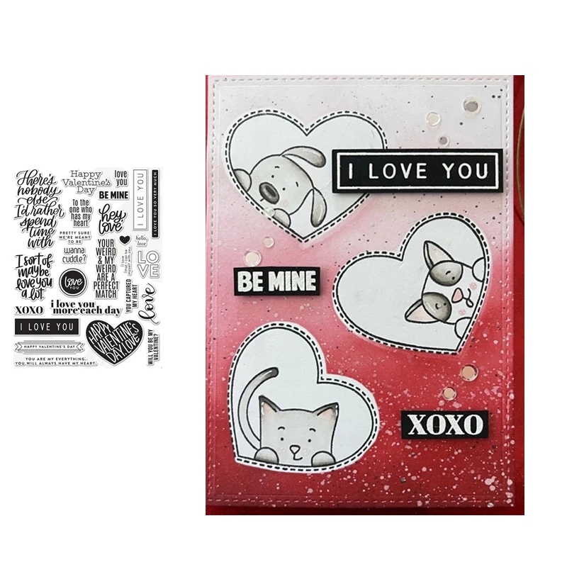 

2021 New Multiple Heart Letters Transparent Clear Silicone Stamp Seal for DIY Scrapbooking Photo Album Decorative Sheets Mould
