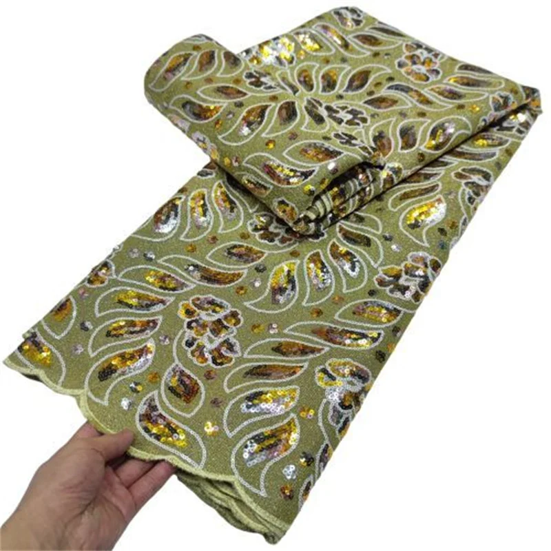 

Зеленый цвет, африканская бархатная кружевная ткань, высококачественные блестки, Нигерия, Французская модель для свадебных материалов, пришивка