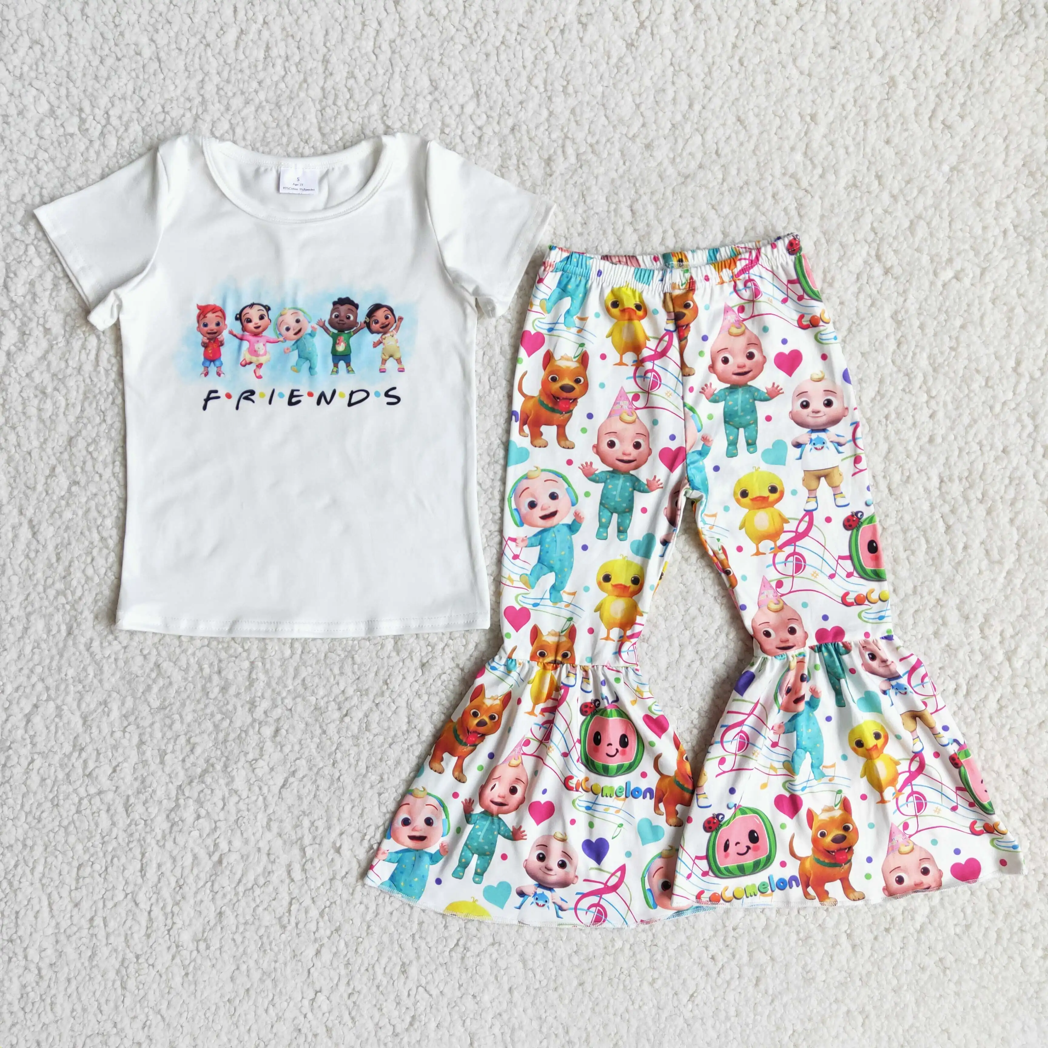 

Friends Cartoon Short Sleeve Bell Bottom Girls Outfits