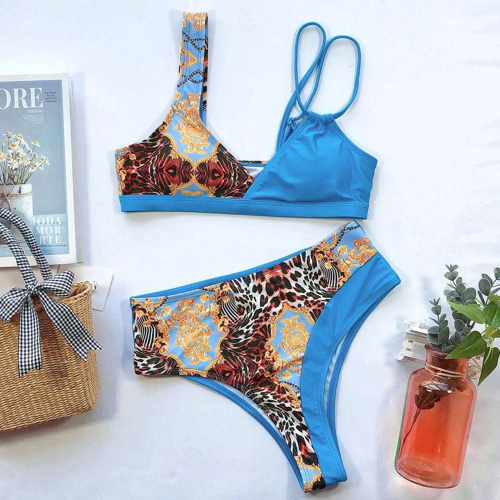 Женский купальник бикини треугольник из двух частей бюстгальтер с вкладышами