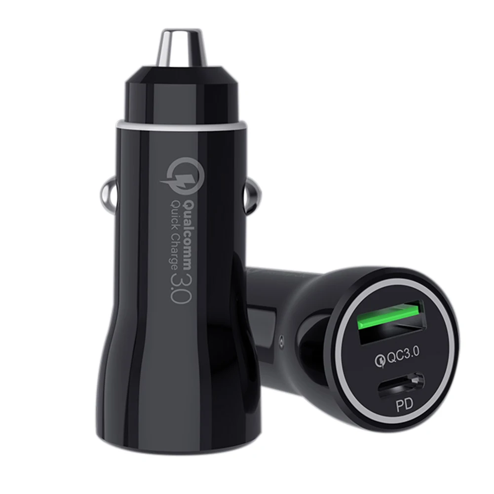 

USB Car Charger 3A Fast Charging Universal Dual-Port QC3.0+PD Cigarette Lighter Charger Adapter for iPhone Galaxy Interior Parts