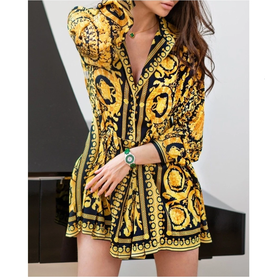 Летние желтые платья в стиле бохо новинка повседневное богемное Платье с принтом и длинным рукавом для