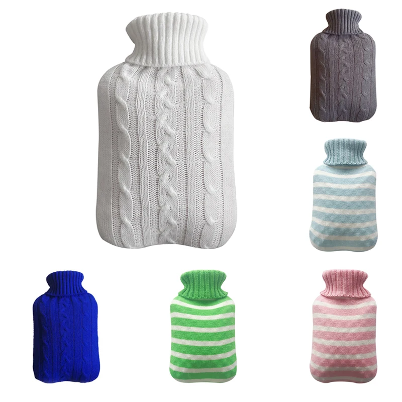 

1000ml Warm Protective Heat Hot Water Bottle Cover Safe Winter Removable Knitted Cold-proof Washable Christmas Gifts for Girls