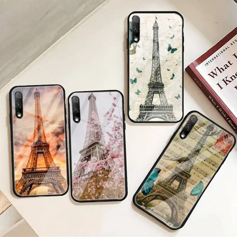 

Романтический чехол для телефона с изображением Парижа Эйфелевой башни бабочки для Huawei P9 10 20pro 30lite Mate 9 10lite 20pro Honor 7A 8X 9 закаленное стекло