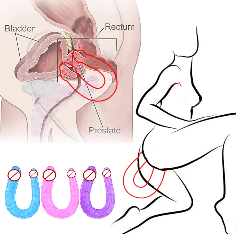 Секс u образный двойной большой реалистичный фаллоимитатор влагалище анальный