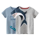 Детская футболка с 3d-рисунком акулы, динозавра, топ для мальчиков и девочек, детская одежда, хлопковая футболка с короткими рукавами для малышей 10 лет, 2022