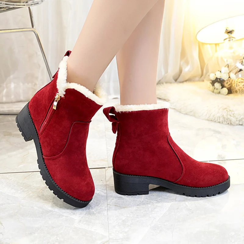 Зимние сапоги женская зимняя обувь на платформе с толстой подошвой; botas mujer; женские ботинки; нескользящие Зимние ботильоны