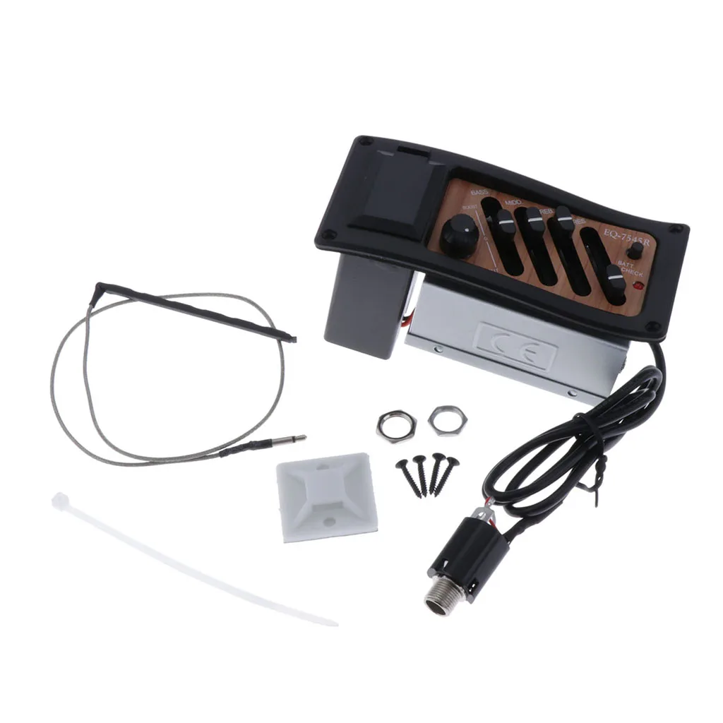 1 Set 4 Band EQ Equalizer Acoustic Guitar Preamp Piezo Pickup Black | Спорт и развлечения