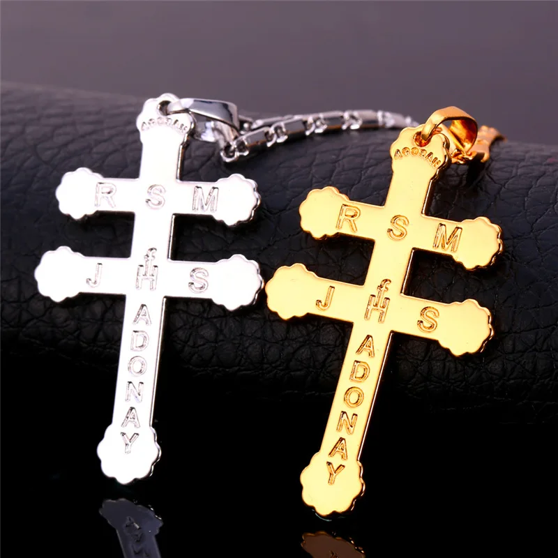 Collare European Lorraine Cross Necklace Women /Men Jewelry Gold/Silver Color Bible Necklaces &amp Pendants Wholesale P117 | Украшения и