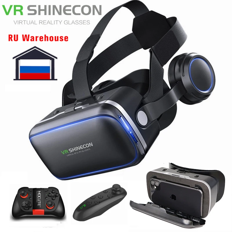 Shinecon 6 0 3D шлем VR Очки виртуальной реальности с геймпадом 3 D очки гарнитура коробка