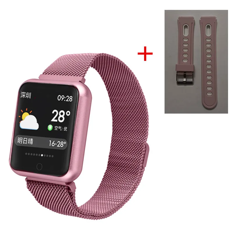 gold steel pink Продукт: умные часы P68, фитнес-трекер, монитор сердечного ритма, IP68 Водонепроницаемые Часы мужские и женские умные часы - Цвет: gold steel pink