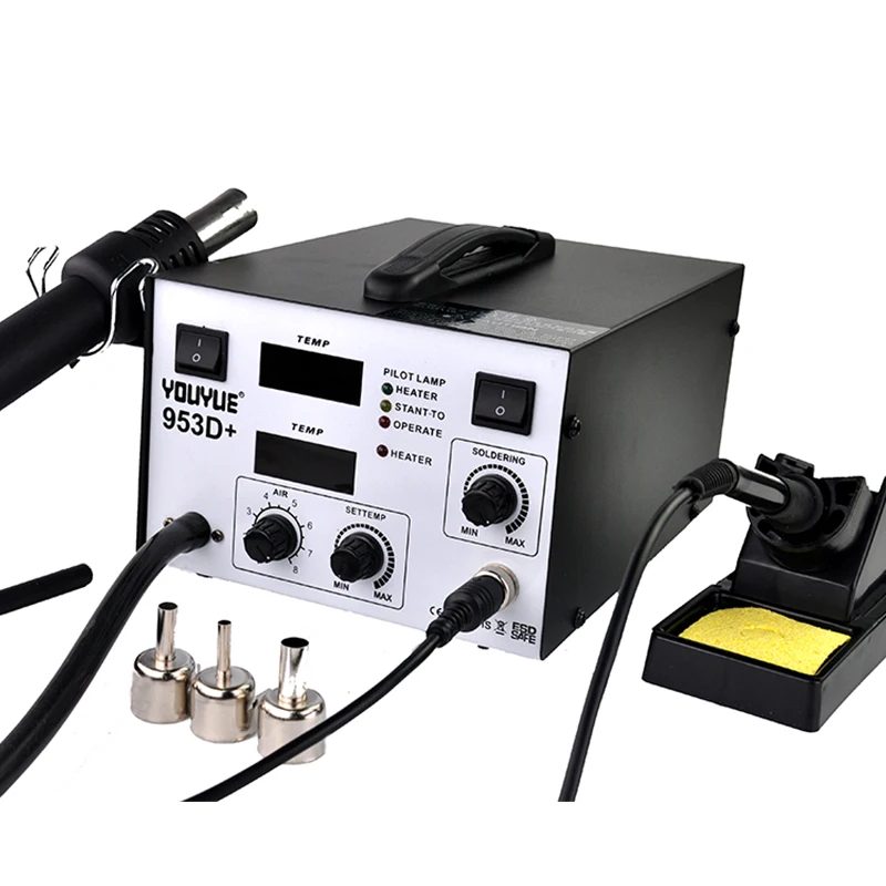 

UYUE 953D+ 2 in 1 Electric Soldering Irons Hot Air Gun BGA Rework Station For Mortherboard IC Repair YOUYUE 953D+