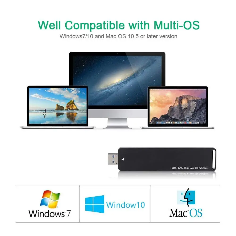 Корпус для внешнего жесткого диска onbian M.2 NVME PCIe SSD USB3.1 Type-A Gen 2 10 Гбит/с корпус NVMe