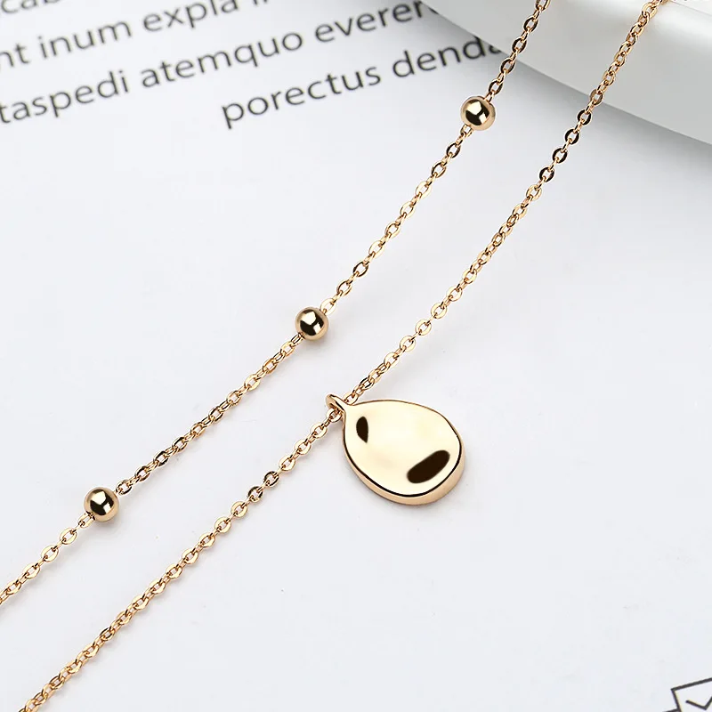 Женское Двухслойное ожерелье-цепочка из серебра 925 пробы с золотистыми бусинами |