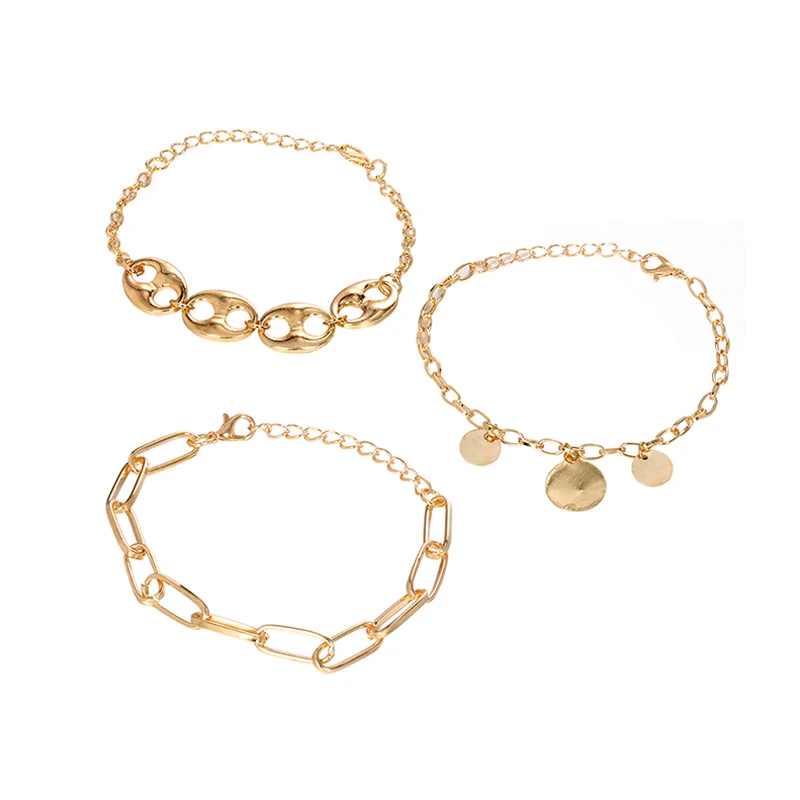 3 шт./компл. богемные браслеты индивидуальные круглые геометрические на цепочке