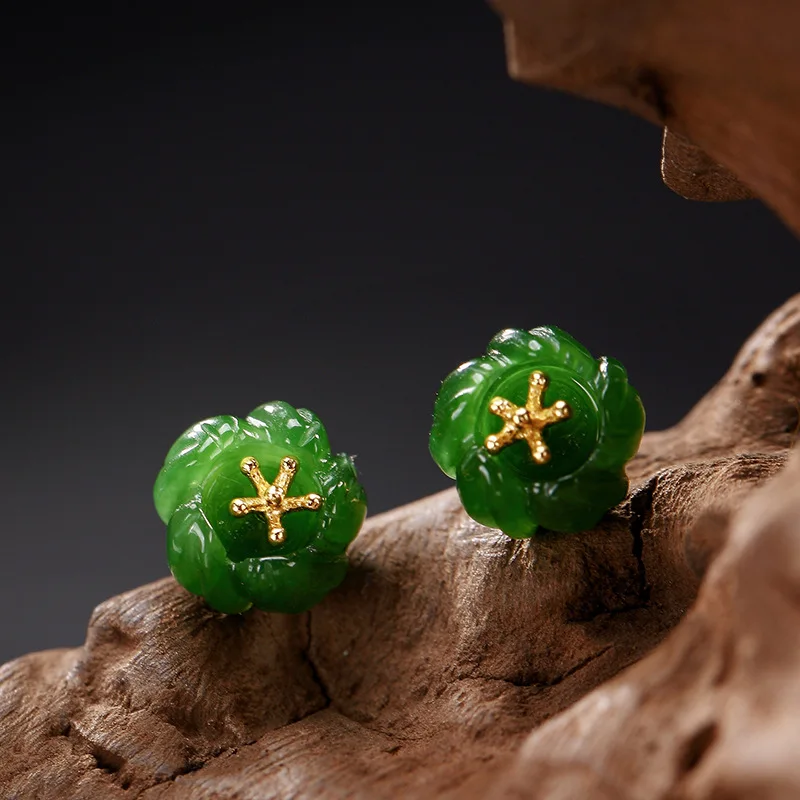 Настоящее серебро 925 пробы Серьги гвоздики Элегантные цветы гравировка