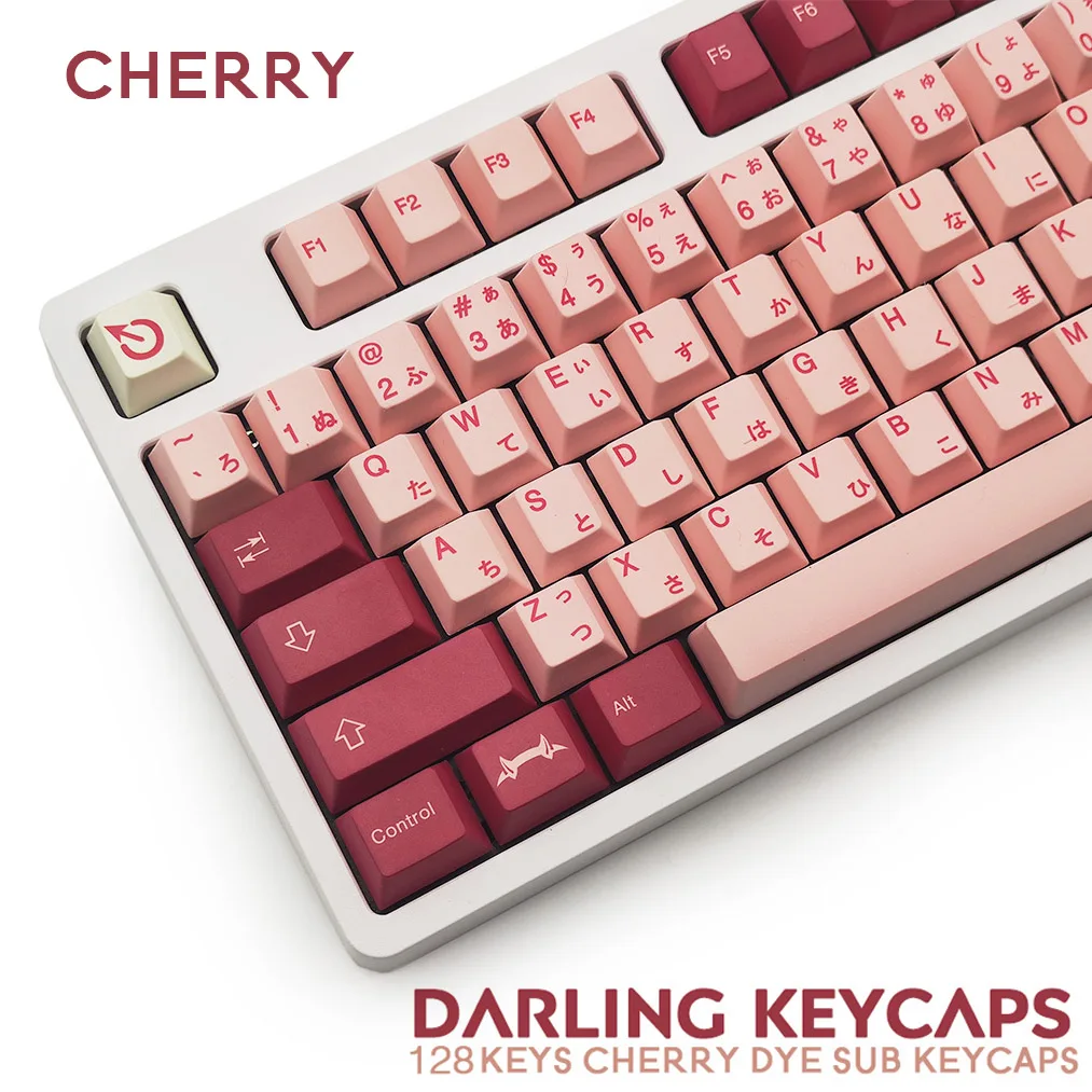 

128 Key PBT Darling Keycaps Cherry Profile DYE SUB Personalized Japanese Keycap For Cherry MX Switch Mechanical Keyboards