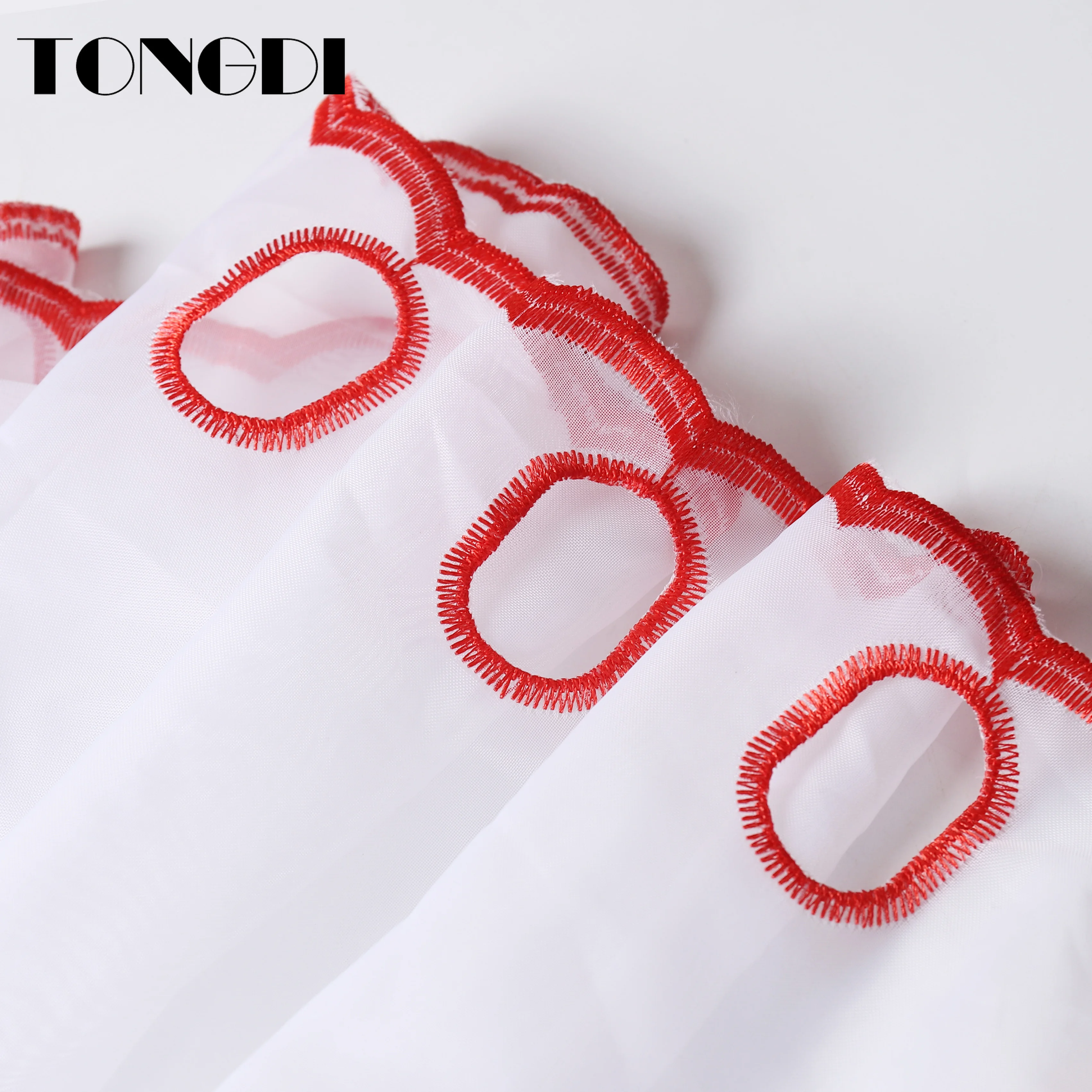 TONGDI кухонная занавеска прозрачные ярусы пасторальное фруктовое кафе вышивка