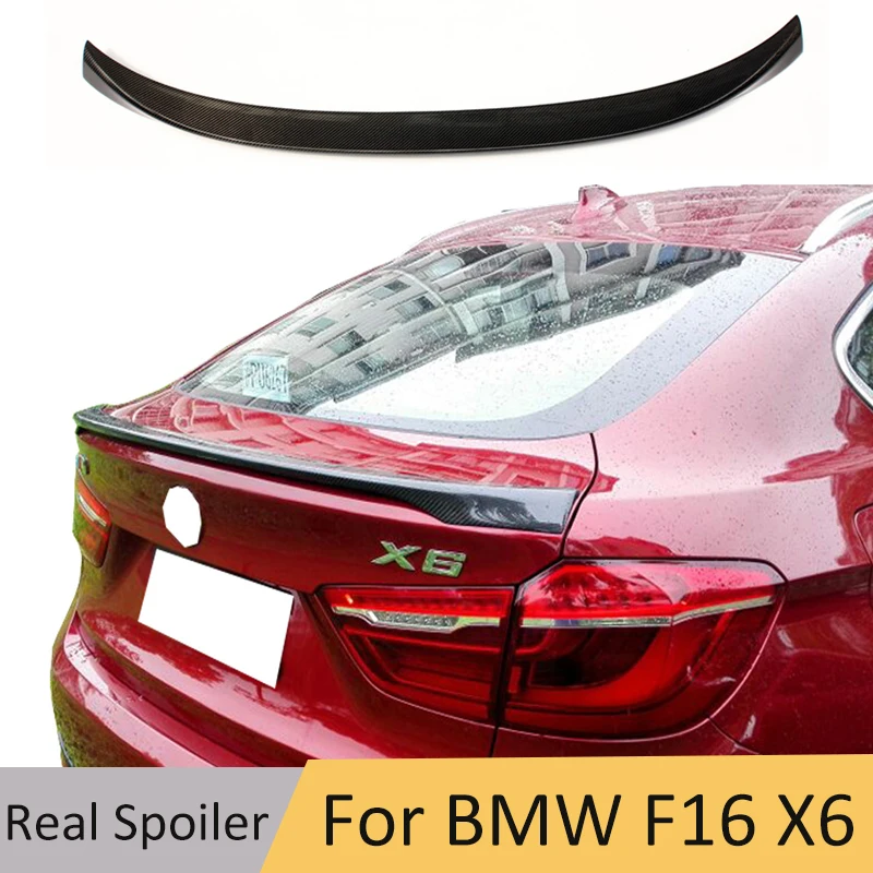 

For BMW F16 X6 2015 2016 2017 Full Real Carbon Fiber Material Rear Trunk Spoiler Wing Tail Trunk Boot Lip Molding Performance