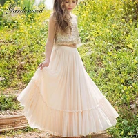 gardenwed a line golden sequin kids flower dresses for weddings prom dress tulle sleeveless celebrity dressesvestidos