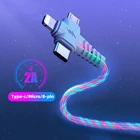 Светящийся USB-кабель 3 в 1 для Samsung, светодиодный провод для зарядного устройства с Micro USBType C8 Pin для iPhone 13, 12 Pro, Xiaomi