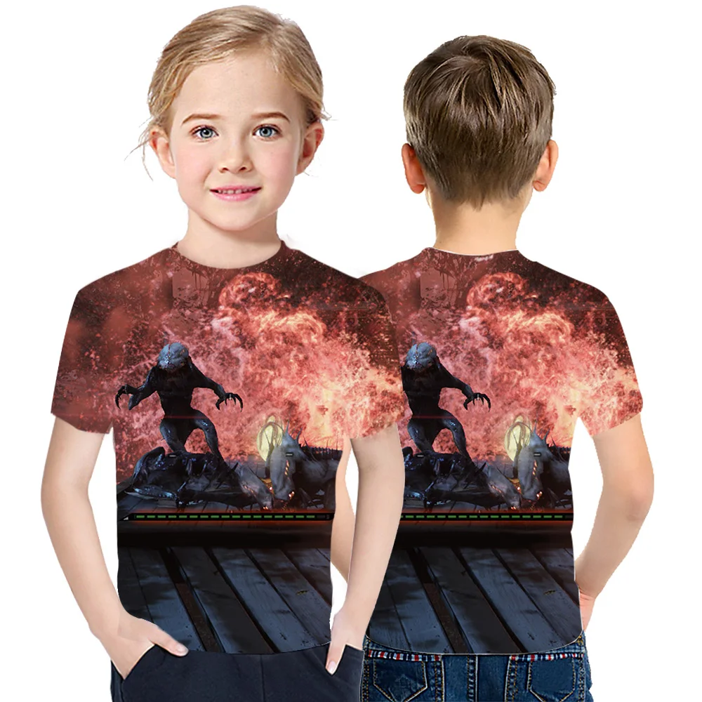 

Cage Dive Children's Summer T-Shirt Boys And Girls Cotton 3D Printed T-Shirt Classic Street Sports Short Sleeve Loose