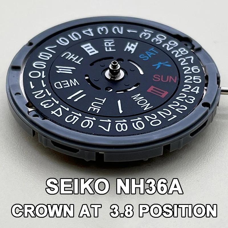 NH36/NH36A Automatic Movement Crown at 3.8 Watch Self-winding Mechanical Date/Day Setting 24 Jewels Replacements